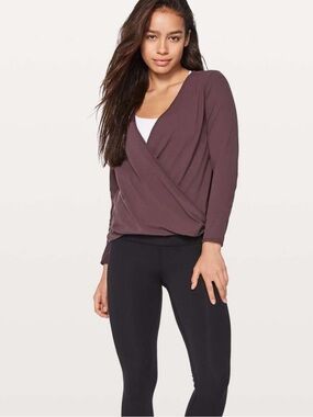 Lululemon purple crossover wrap top long sleeve Full Freedom Nulu fabric 10